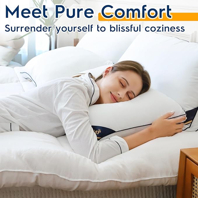 OTOSTAR Pillows Standard Size Set of 4 Bed Pillows for Sleeping Cooling Pillows 4 Pack with 3D Microfiber Filling Breathable Cover Pillows for Back Stomach or Side Sleepers Soft Fluffy Pillows for Bed