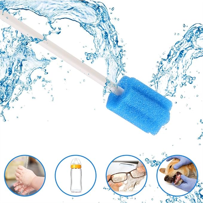 Wellgler's Disposable Oral Swabs, Sterile Sponge Mouth Swabs (250pcs, Blue)