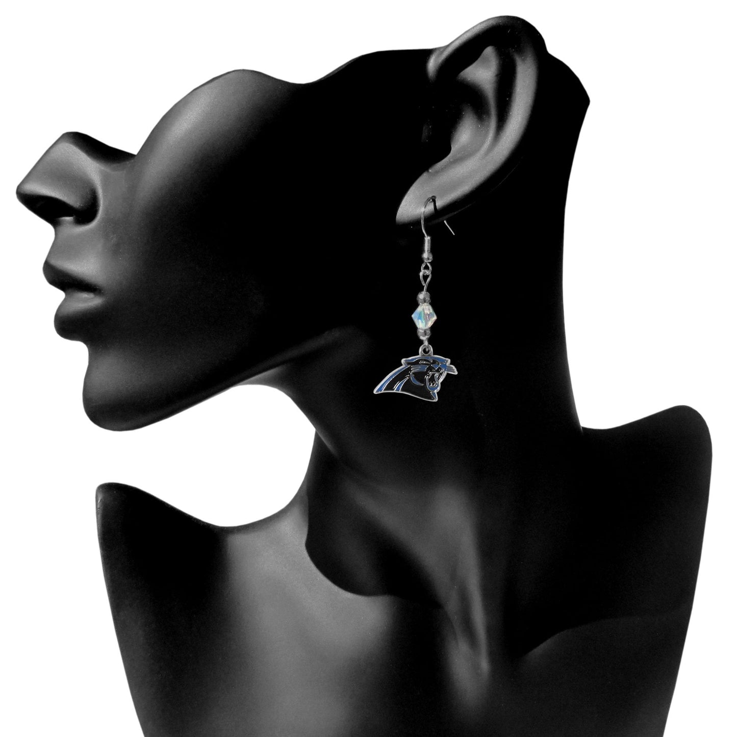 NFL Siskiyou Sports Womens Carolina Panthers Crystal Dangle Earrings One Size Team Color