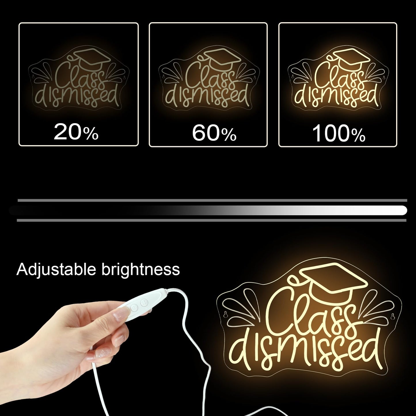 Nosun Class Dismissed Neon Sign Class Neon Signs For Wall Decor Warm White Led Signs For Classmates Friends Family Usb Neon Word Sign For Party Club Light Up Sign The Best Gift For Graduating Friend