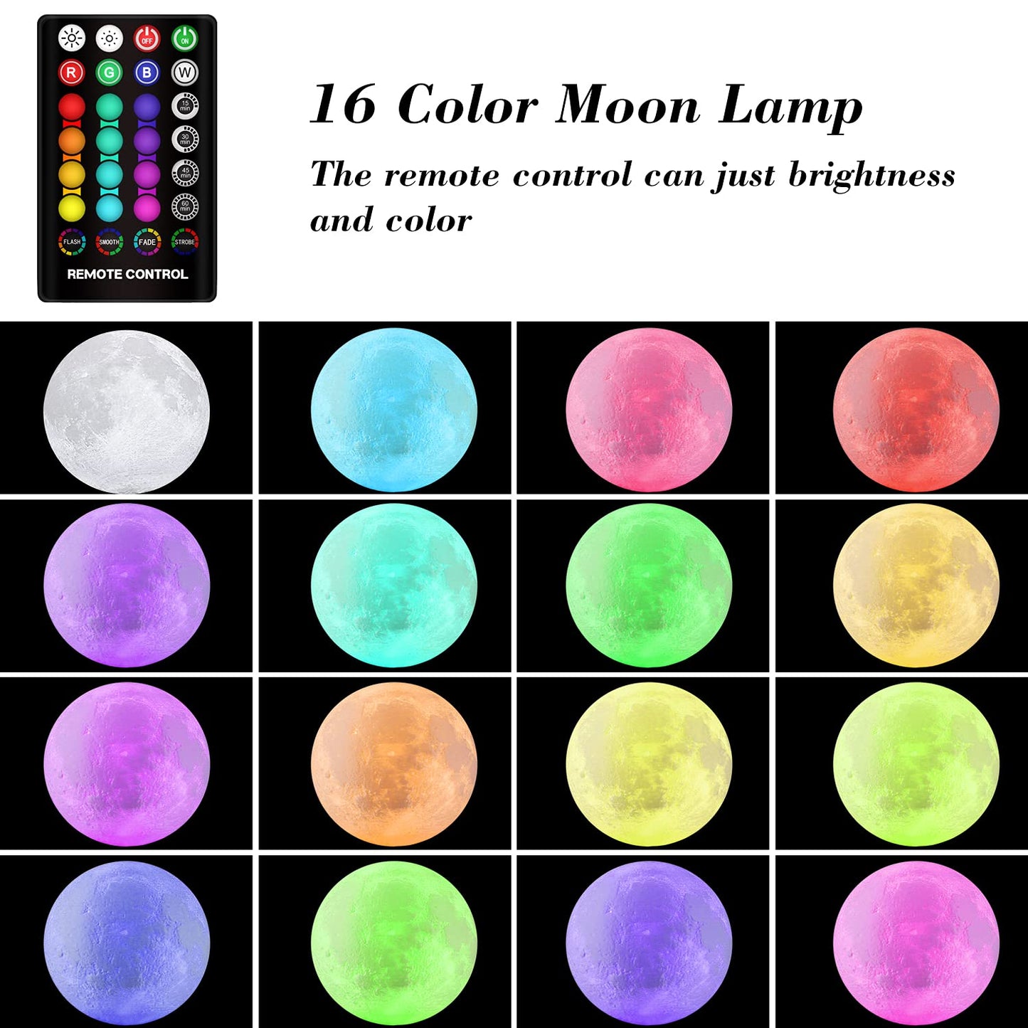 GDPETS Moon Lamp - 16 Colors, USB Rechargeable, Touch Control, 6 Inch, Yellow, Model: Moon lamp12