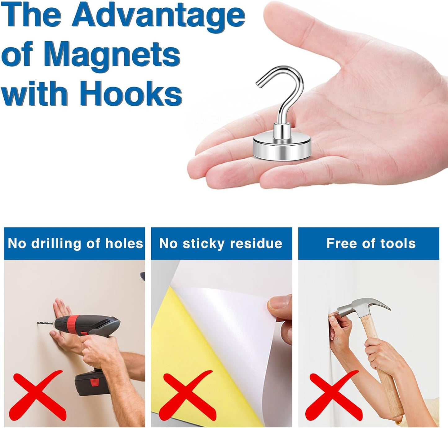LOVIMAG Strong Magnetic Hooks Heavy Duty, 50lbs Magnet Hooks for Cruise Cabin, Strong Magnets for Hanging, Refrigerator, Locker Accessories, Cruise Ship Essentials Must Haves, Kitchen, Office- 4 Pcs