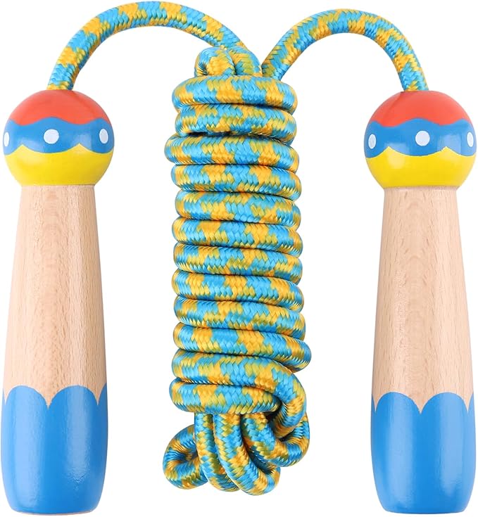 Jump Rope for Kids, Lorvain Adjustable Skipping Rope, Kids Jump Ropes with Wooden Handle for Girls Boys, Weighted Jumping ...