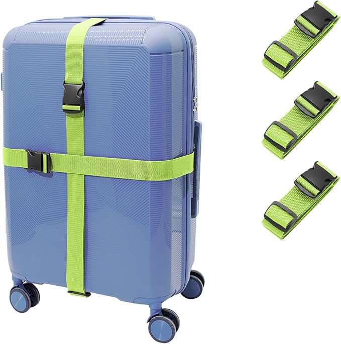Extra-Long Heavy Duty Luggage Bands | Multi-Pack Suitcase Straps with Sturdy Metal Hooks | Secure Loose Luggage, Organize ...