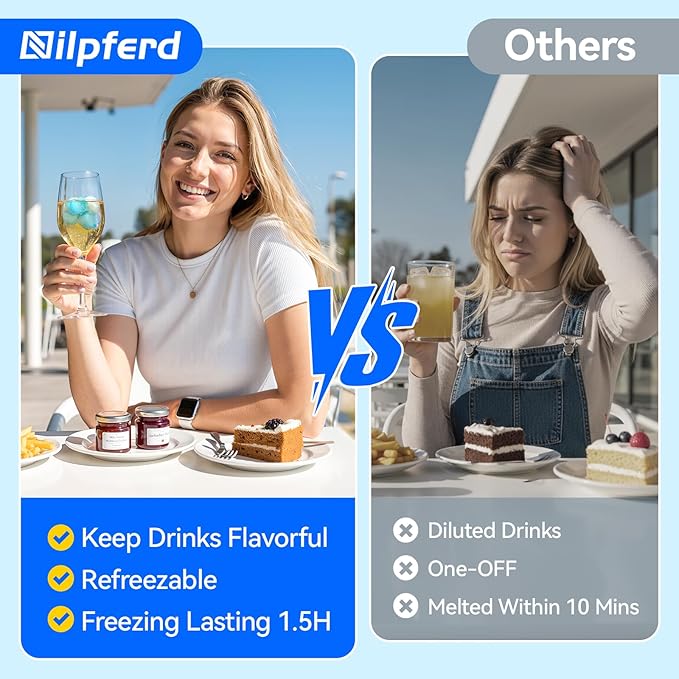 Nilpferd 720 Pack Reusable Ice Cubes for Drinks, BPA-Free Ice Packs for Lunch Boxes or Coolers, Refreezable Plastic Ice Cubes Without Diluting Drinks for Party Hosts & Outdoor Enthusiasts