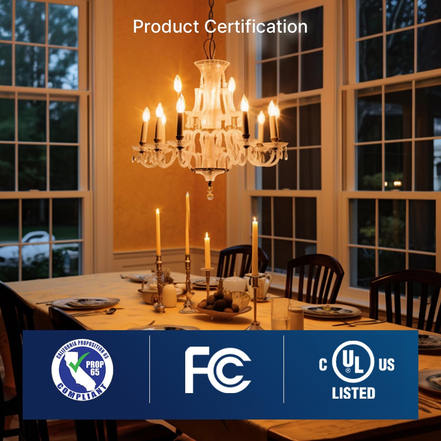 FLSNT Amber LED Candelabra Light Bulbs, 40W Equivalent, Dimmable, 330LM, 24 Pack, 2200K Warm White, Glass