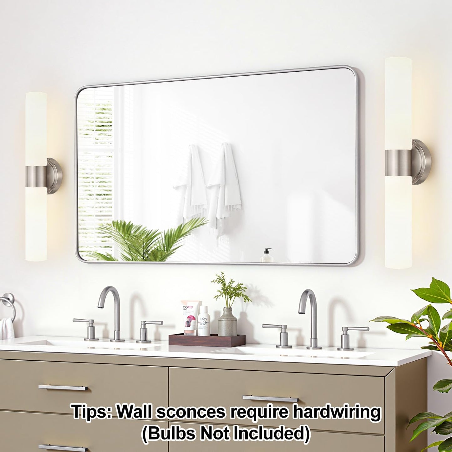 Wall Sconces Set Of Two  Modern Bathroom Sconces Wall Lighting With Milky White Glass  Brushed Nickel Sconces Wall Decor Set Of 2 For Bathroom Mirror Bedroom Living Room Hallway