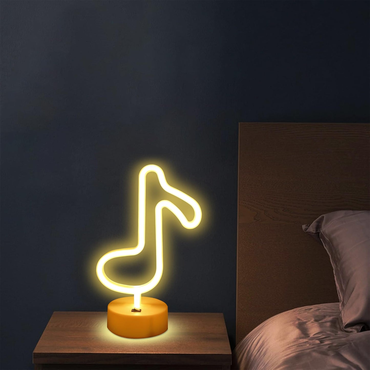 ENUOLI Neon Music Notes Sign - Warm White LED Wall/Table Decor - Model yNH.Z018