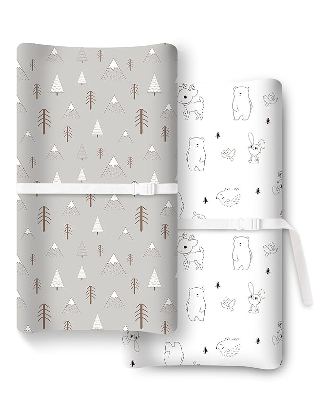 Extra Stretchy Changing Pad Cover, Ultra Soft Premium Jersey Knit Changing Pad Sheets, Unisex for Boys Girls, Fits All Standard Changing Tables/Dresser Tops - 2 Pack