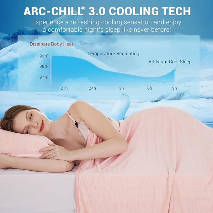 Elegear Revolutionary Cooling Blanket Twin, Absorbs Heat to Keep Body Cool for Night Sweats, Arc-Chill 3.0 Cool Fiber Q-Max>0.5 for Hot Sleepers, Lightweight Summer Cold Blankets for Sleeping, Pink