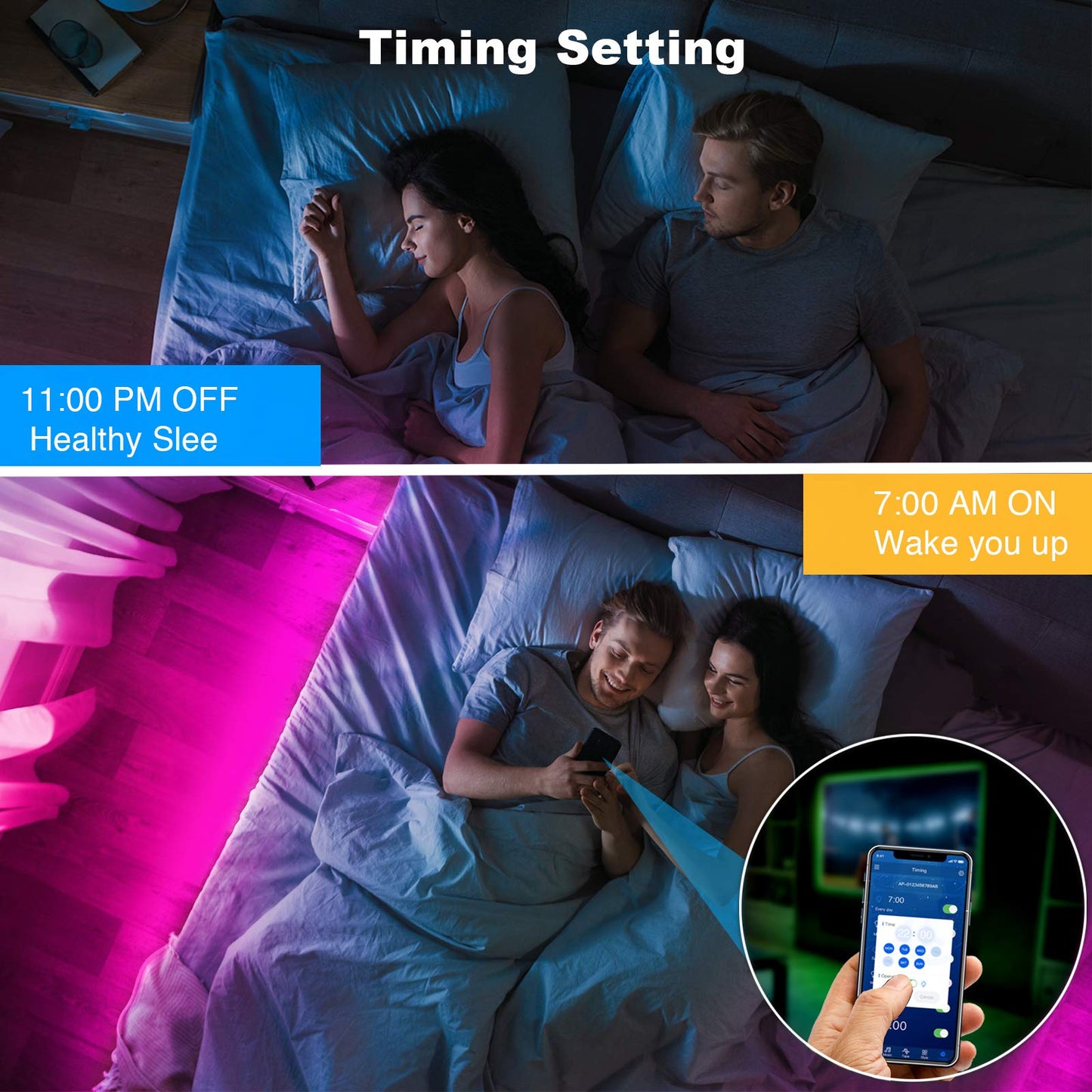 Daybetter Smart Bluetooth Led Strip Lights 30Ft, Rgb, App Control, 5050, Multicolor, Model Flslb503901Rg-Dbus