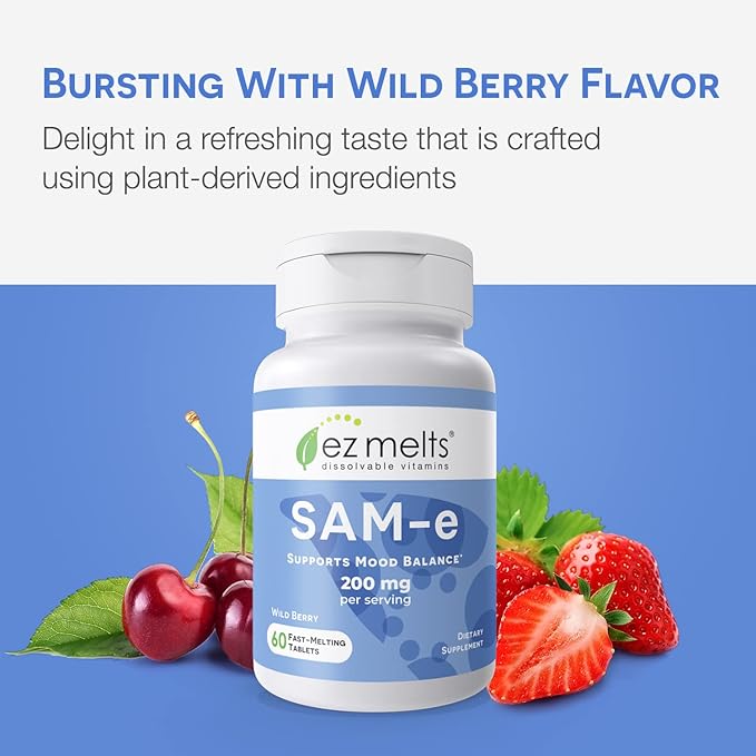 EZ Melts Dissolvable SAM-e Supplement 200 mg, Sugar-Free, 1-Month Supply