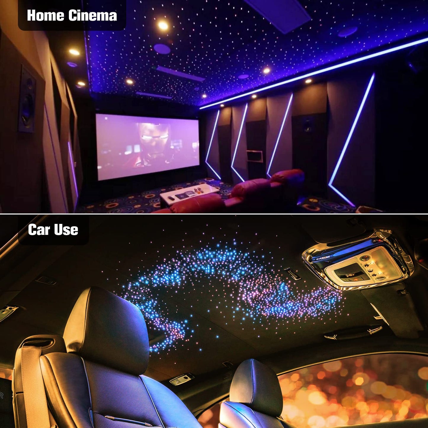 CHINLY Twinkle 400pcs 9.8ft 0.03in Starlight Headliner Fiber Optic Lights kit, Music Mode Bluetooth APP Control Remote, RGBW Star roof Lights for Star Headliner/Home Theater/Pool Ceiling
