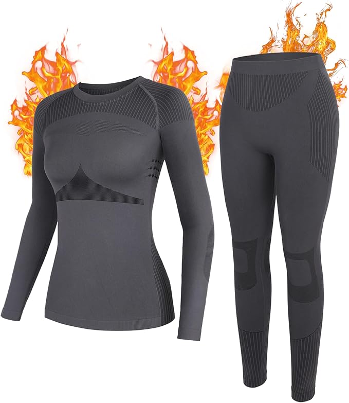 ATTRACO Thermal Underwear Set for Women Long Johns Warm Base Layer Top & Bottom for Cold Weather