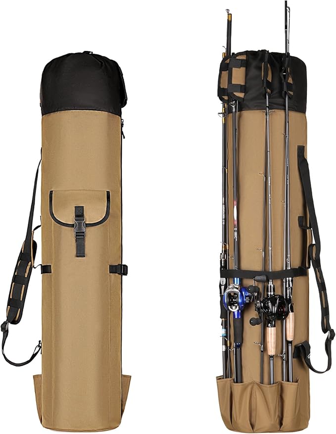 Wowelife Fishing Rod Carrier - Pole Bag Reel Organizer Case Storage for Gear, Travel - Gifts for Men, Family