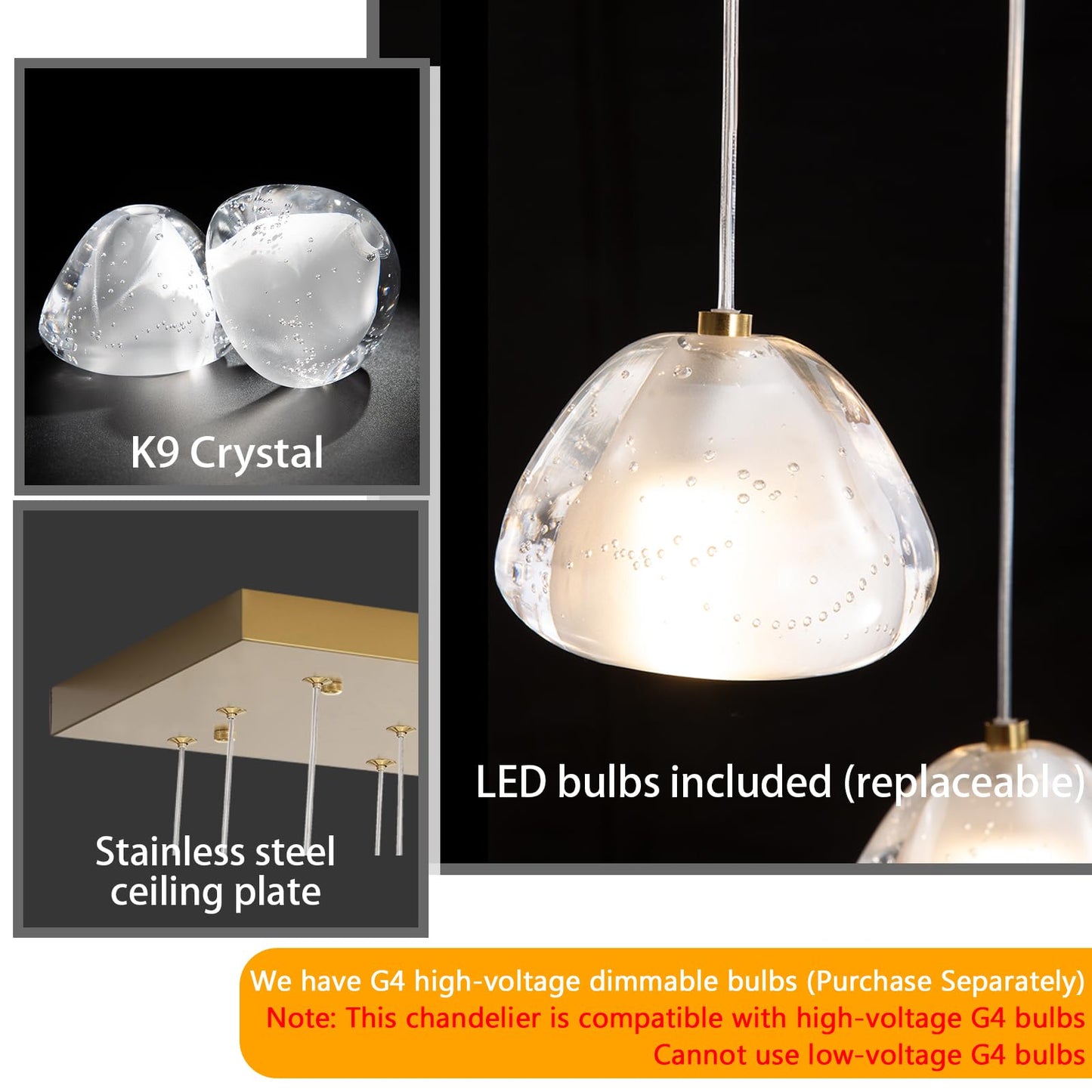24-Lights Modern Crystal Rectangular Chandelier Led Raindrop Ceiling Pendant Light Crystal Lighting Fixture For Living Room Hotel Staircase Hallway Foyer Entryway Bedroom Gold