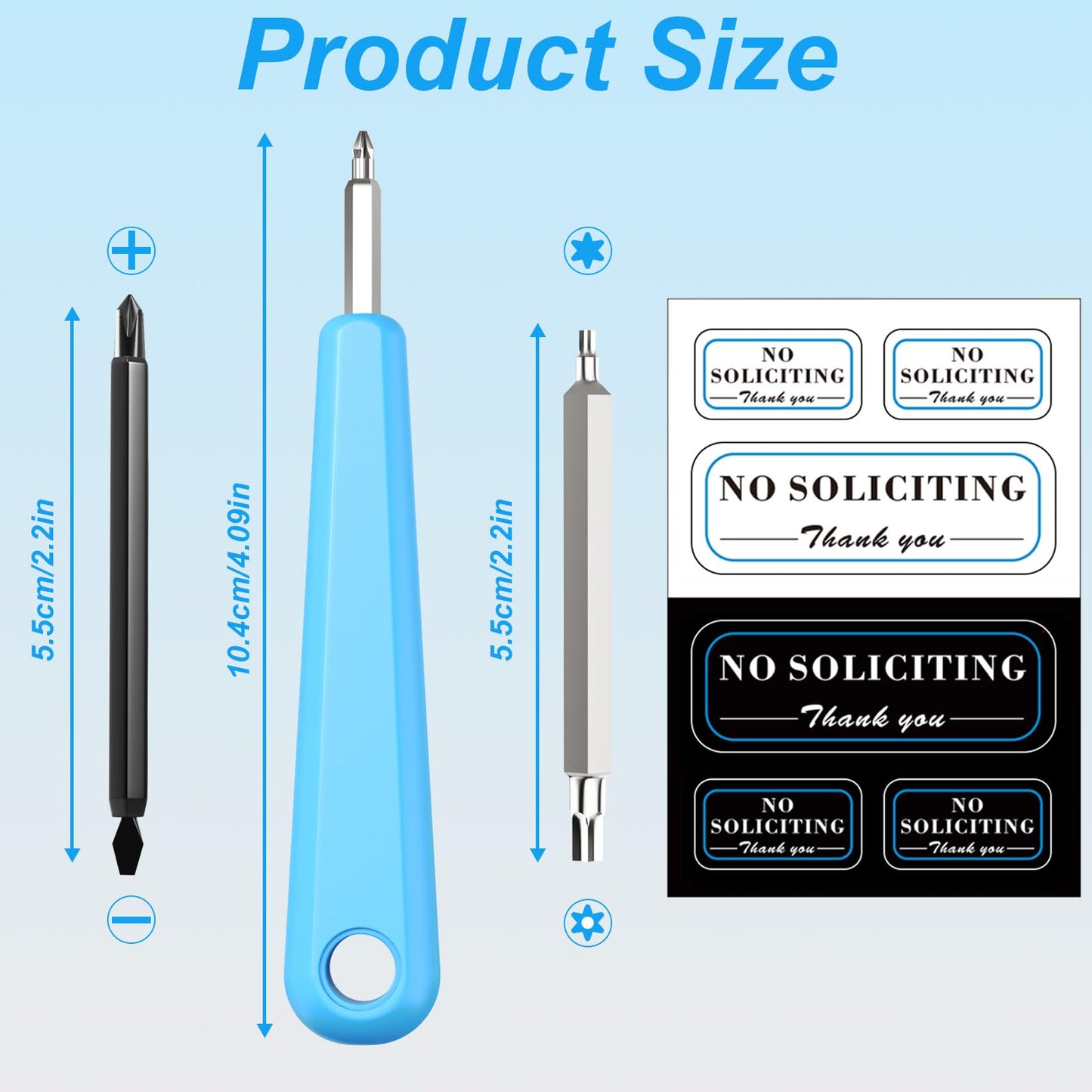R/ing Doorbell Screwdriver Kit, Double-Ended Torx T6/T15 with Phillips and Slotted Screwdriver & No Soliciting Signs, Doorbell Security Screws for Video Doorbells Replacement Password Reset(Blue)