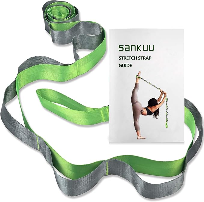SANKUU Yoga Straps Stretching Strap with 12 Loops Workout Poster, Straps for Stretching Physical Therapy Equipment Long St...