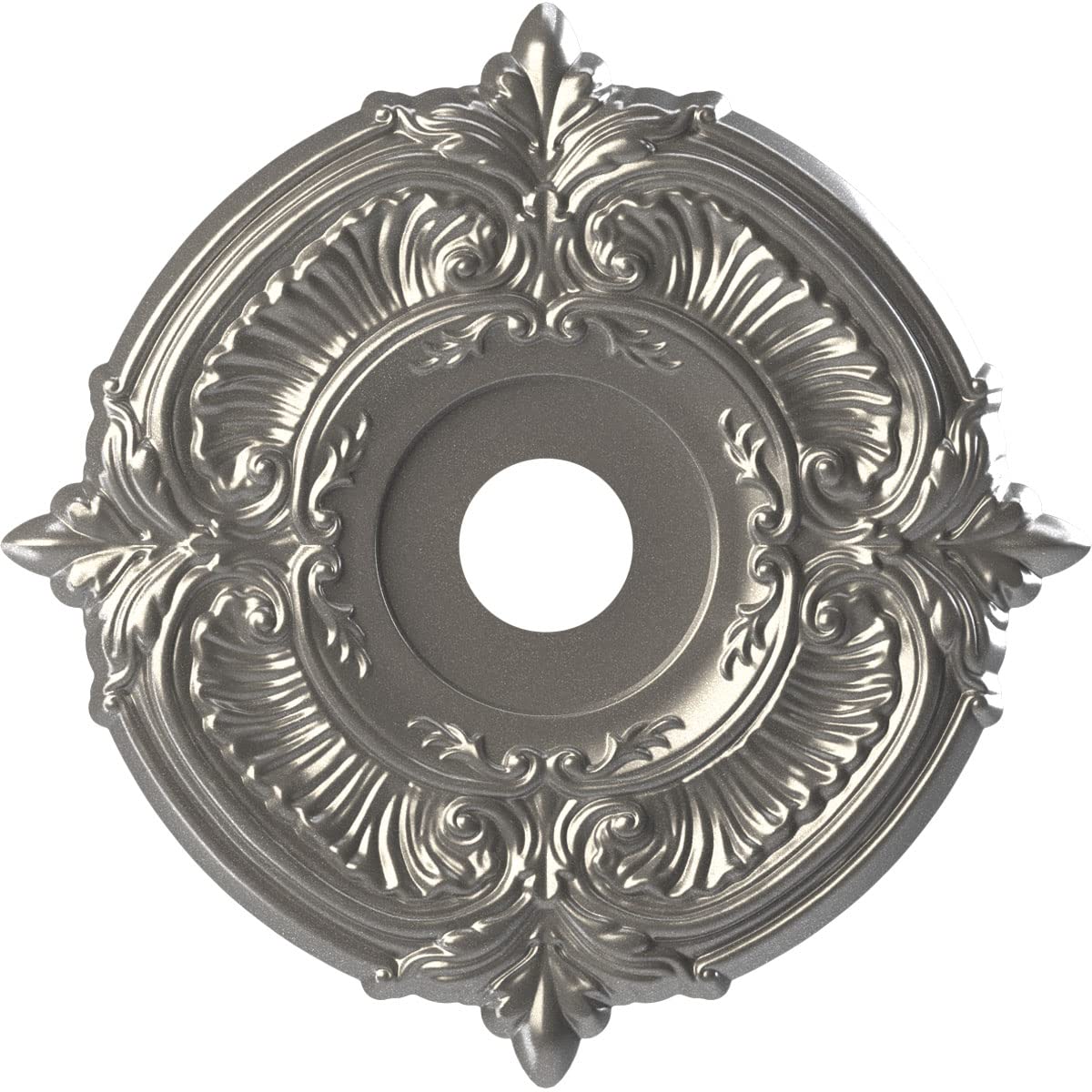 Ekena Millwork 19Od X 3 1/2Id X 1P Attica Thermoformed Pvc Ceiling Medallion (Fits Canopies Up To 6 3/4), Aged Dark Steel