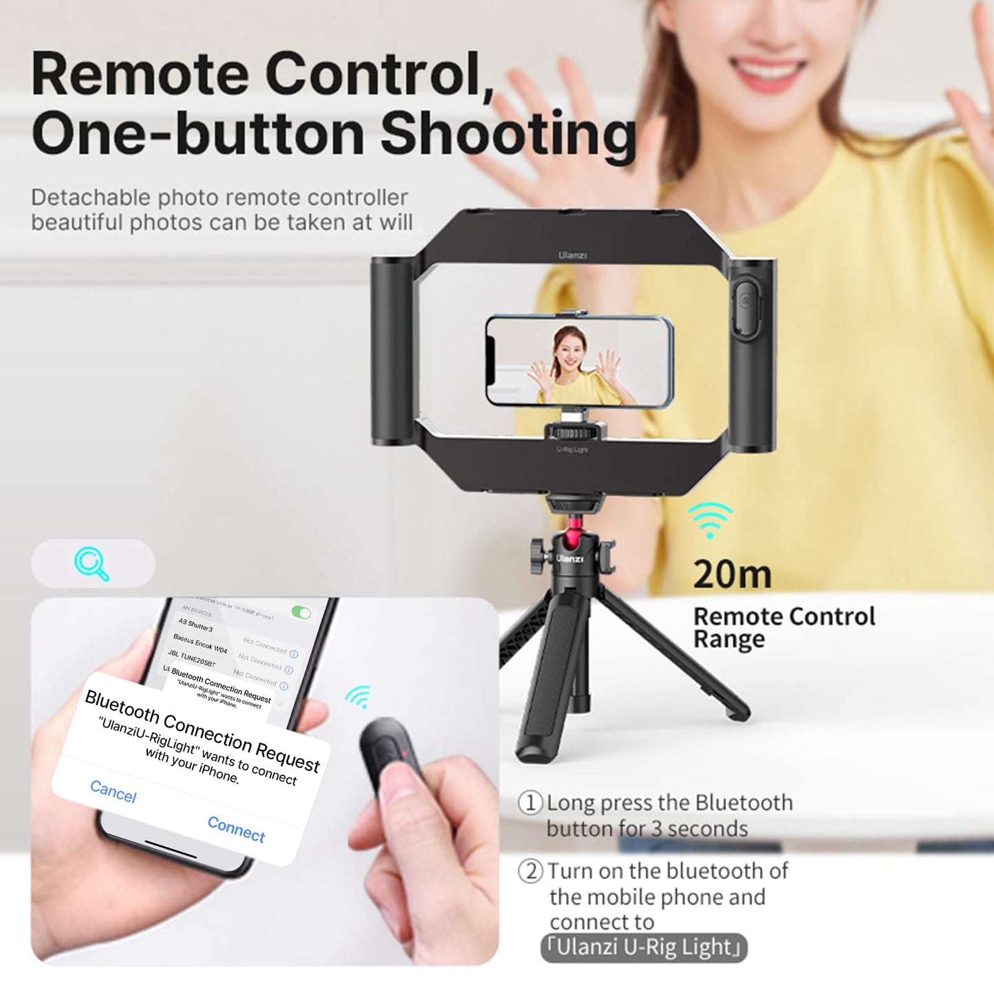 Ulanzi Smartphone Video Rig W Light And Remote Control For Videomaker Filming Maker Video Grapher, U-Rig Light Handheld Square R