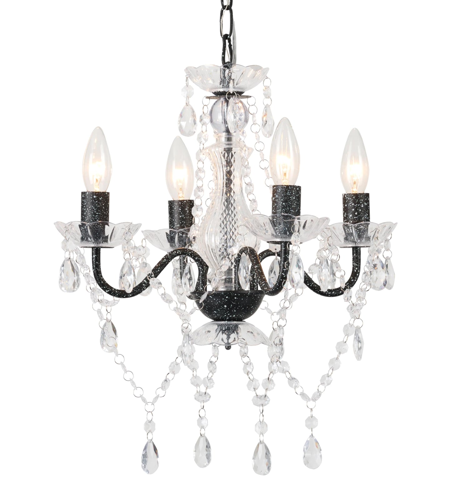 LaLuLa 4-Light Chandelier Modern Acrylic Crystal Pendant Lighting Black and White for Kitchen and Dining Room