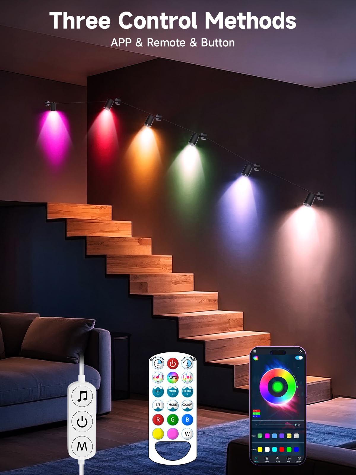 Tyute RGB LED Spotlights - Color Changing, Dimmable, App & Remote Control, Model SSG-402