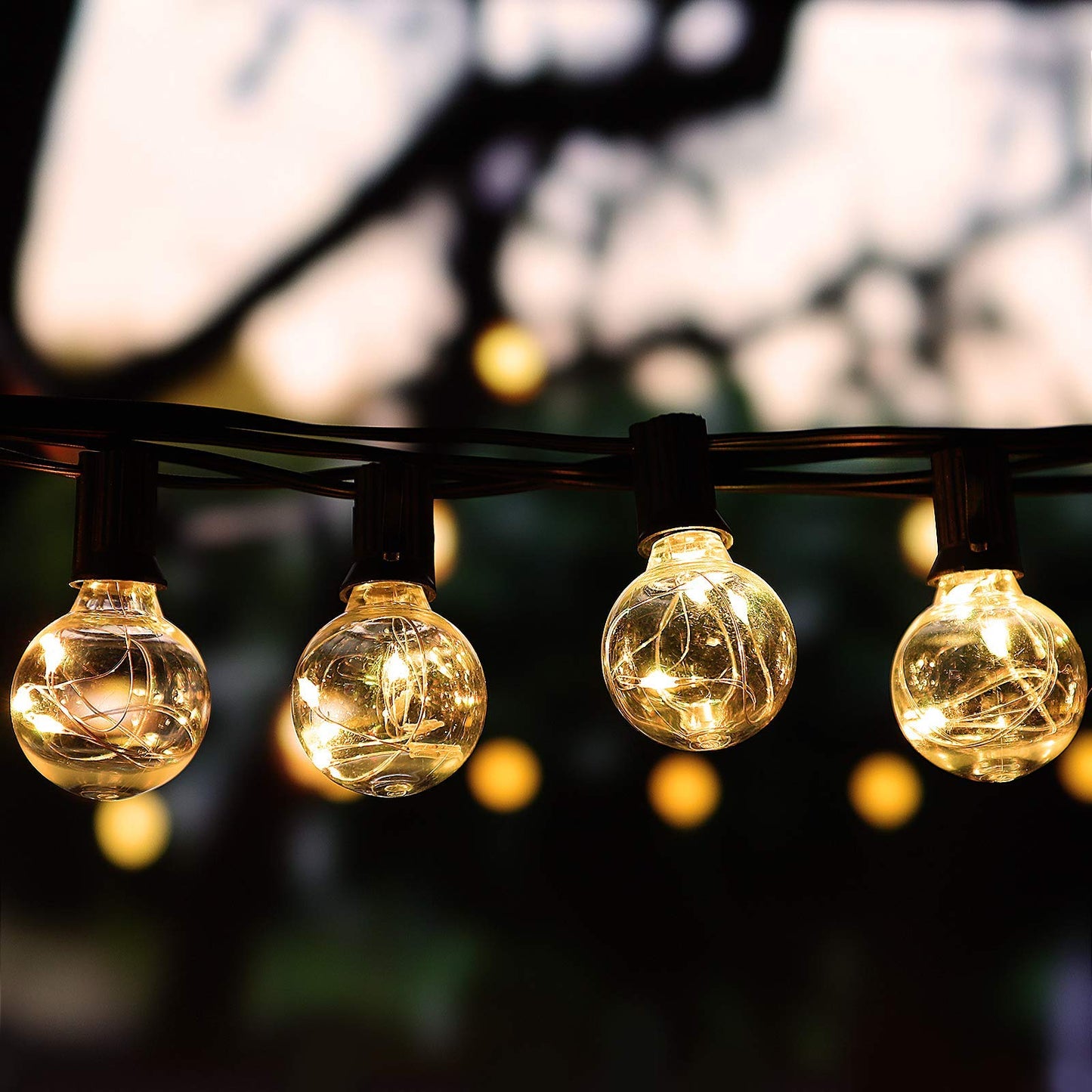 Omika 50Ft Waterproof Outdoor String Lights, 50+2 Dimmable G40 Bulbs, 18 Colors Changing, Connectable For Patio & Backyard Parties