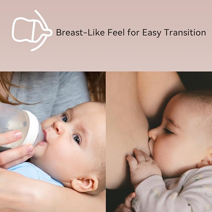 Silicone Replacement Nipple, Medium Flow Nipples for Wide Neck Bottles, 3+ Months, 10 Count