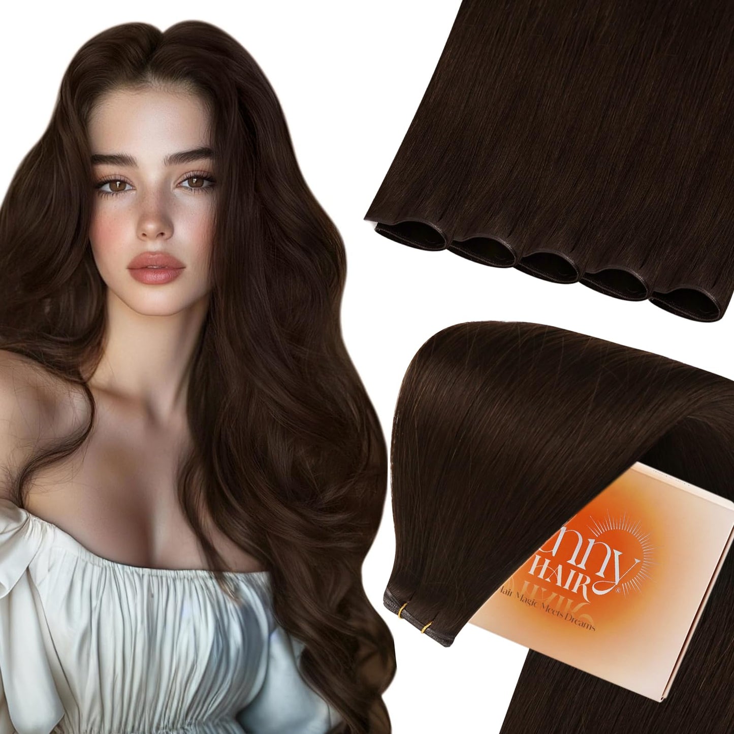 Sunny Hair Genius Weft Hair Extensions Human Hair Brown Sew In Hair Extensions Real Human Hair Brown Genius Weft Human Hair Exte