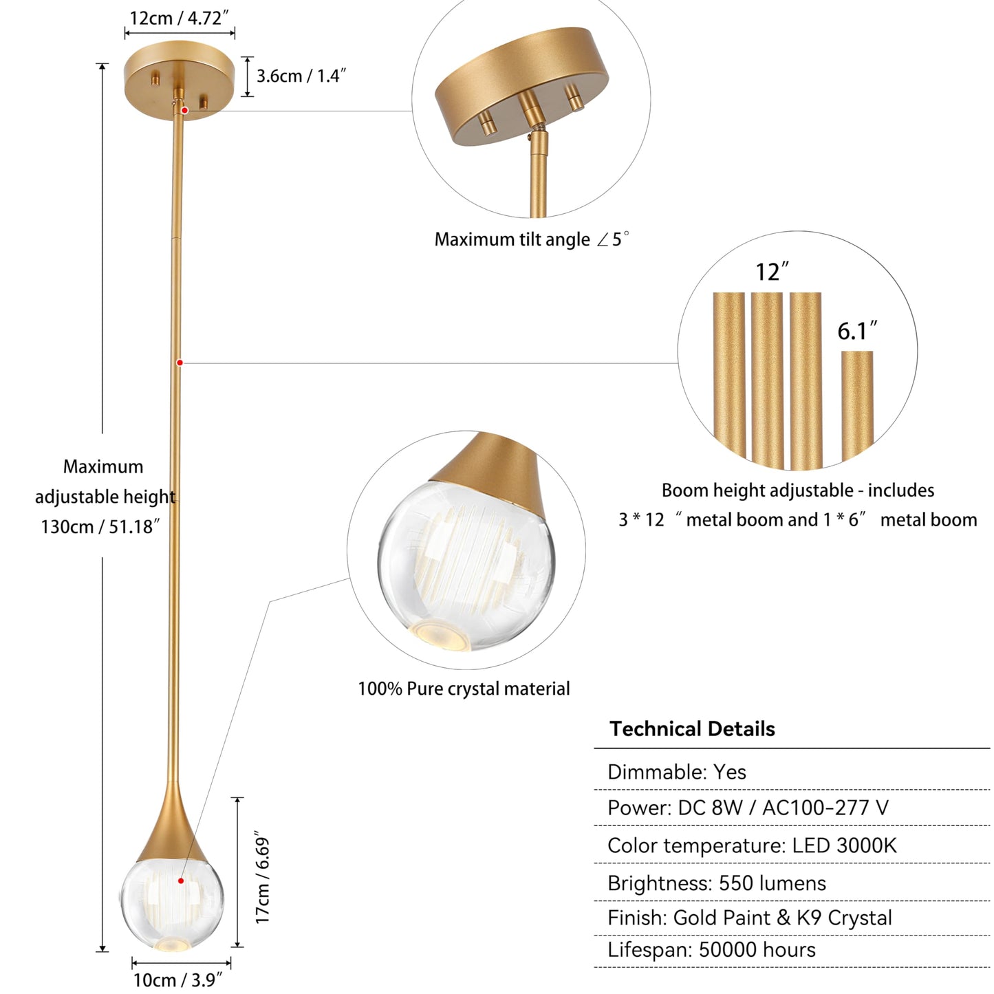 3-Pendant Lights Kitchen Island  discomfort-reducingted Gold Globe Crystal Ceiling Hanging Light Fxitures  Led Light Fixtures Metal Rod Ceiling Glass Pendant Lighting For Kitchen Island Dining Room Bar