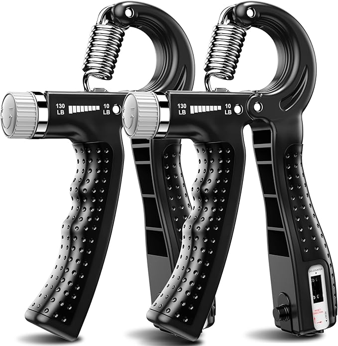 KDG Hand Grip Strengthener 2 Pack Adjustable Resistance 10-130 lbs Forearm Exerciser，Grip Strength Trainer for Muscle Buil...