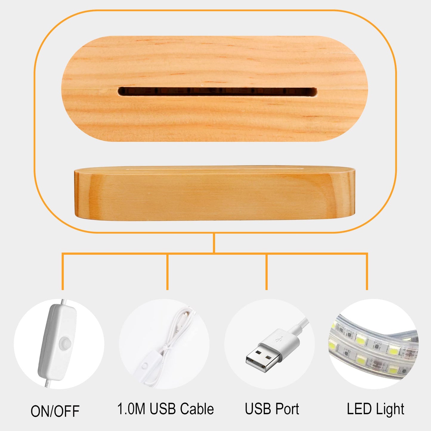 Lightzz Yoga Lamp - Led 3D Night Light For Meditation - Wood Base, Yellow - Model Fs-Xmx001-9999, Perfect Gift For Girls & Women