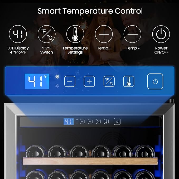 24 Inch Wine Cooler, Wine fridge Freestanding or Built-In with Door Lock, Suitable for Mixed 158 Bottles Sizes, Low Noise Operation (14.37cu.ft)