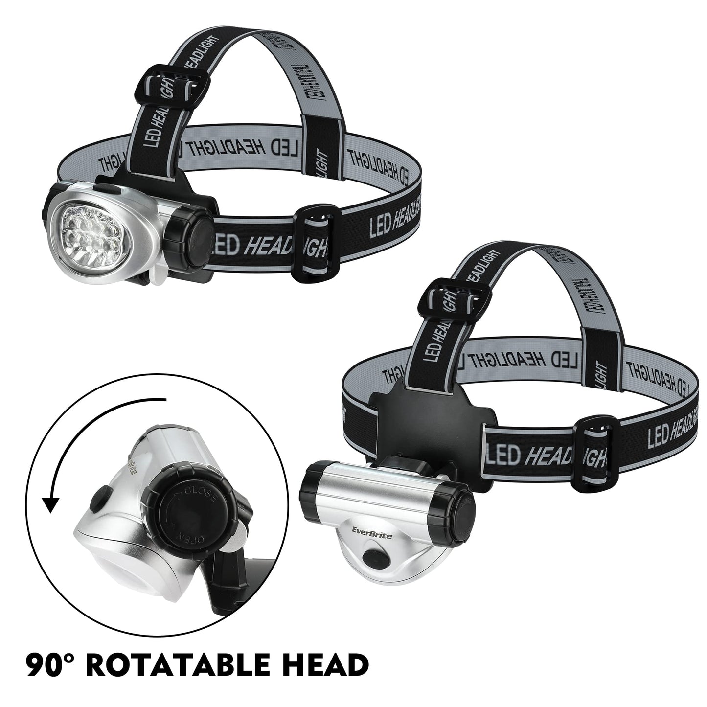 EverBrite 5-Pack LED Headlamp, 4 Lighting Modes, Small Size, Black, Model E001001A, Adjustable Headband, Batteries Included