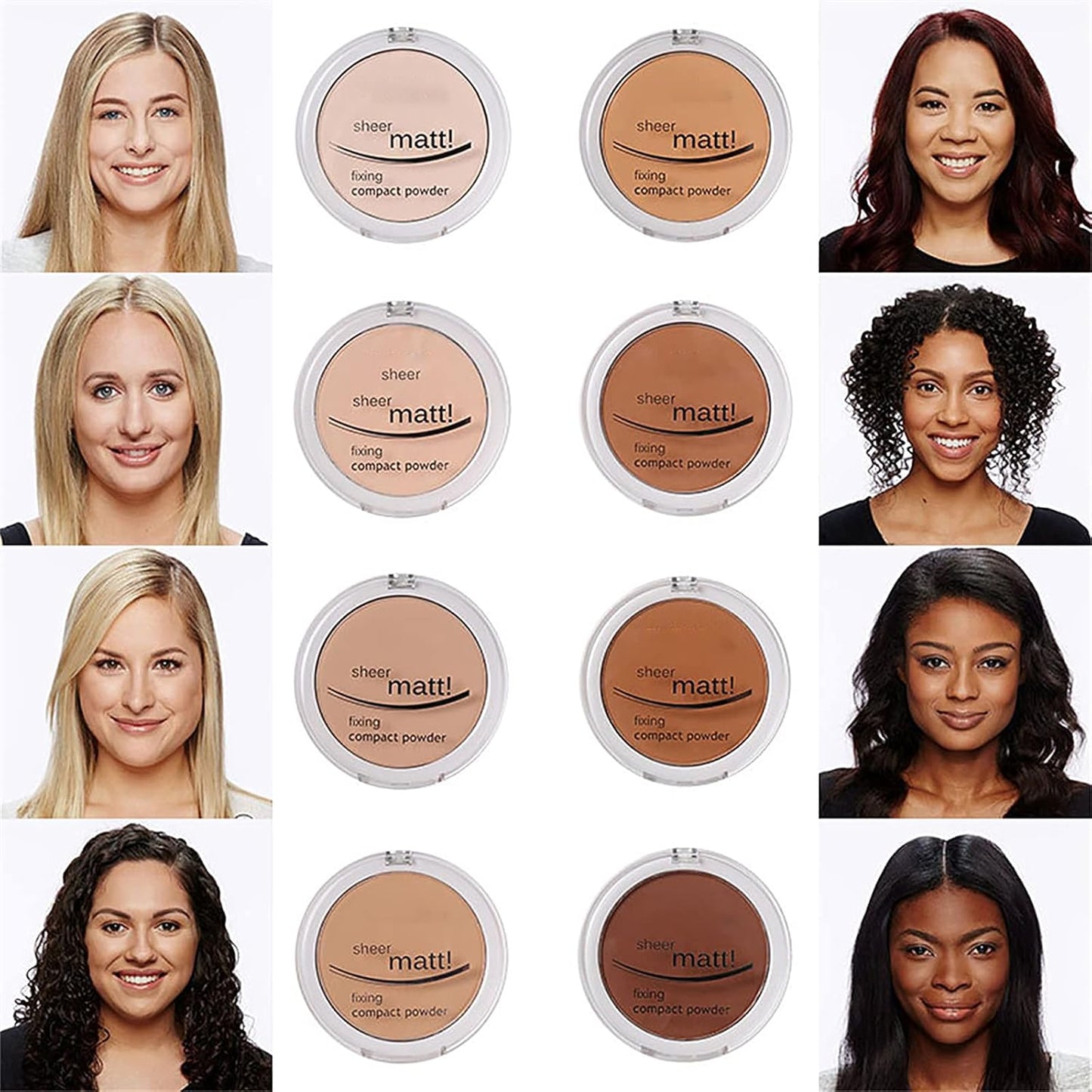 AQUAPURITY - PHOERA Sheer Matte Fixing Powder Makeup Base Fixer Setting Powder Foundation Fixing Compact Pressed Powder Long Lasting Make Up Fixer Skin Vitamin E Beauty Blender (204 Buff Beige…)