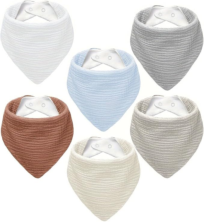 Muslin Baby Bibs,Soft Triangular Baby Bandana Drool Bibs for Baby Boy Girl,Solid Colors Bib for Drooling Teething