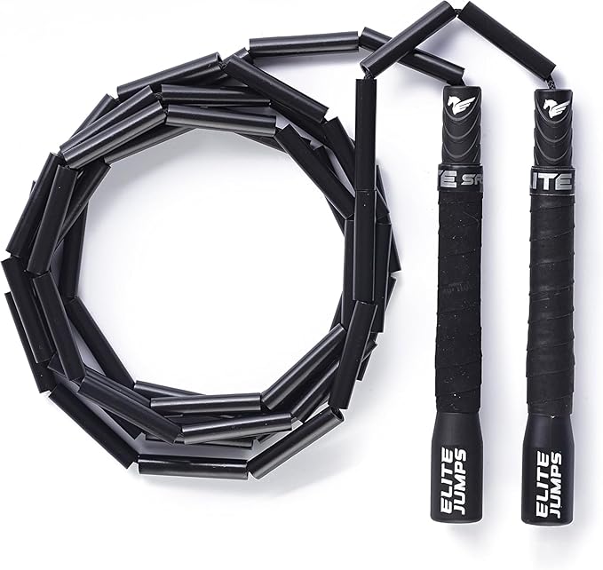Elite Jumps - Heavy Beaded Jump Rope - 6.5oz Weighted Jump Rope for Women - Durable & Heavy Resistance - 10ft Long Adjusta...