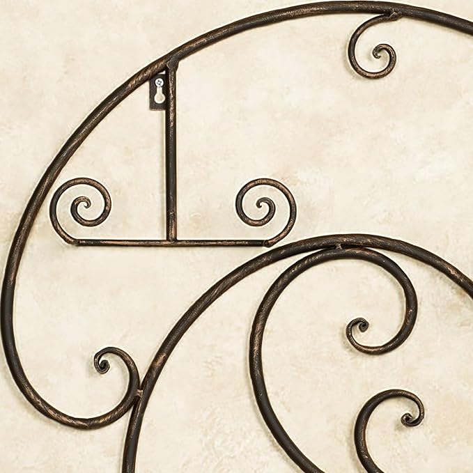 Laylla Wall-Mounted Plate Rack | Handpainted Antique Bronze Durable Powdercoat | Handcrafted Metal Display with Swirling Scroll Accents | Holds 4 of Your Decorative 9 to 12 Inch Round or Square Plates