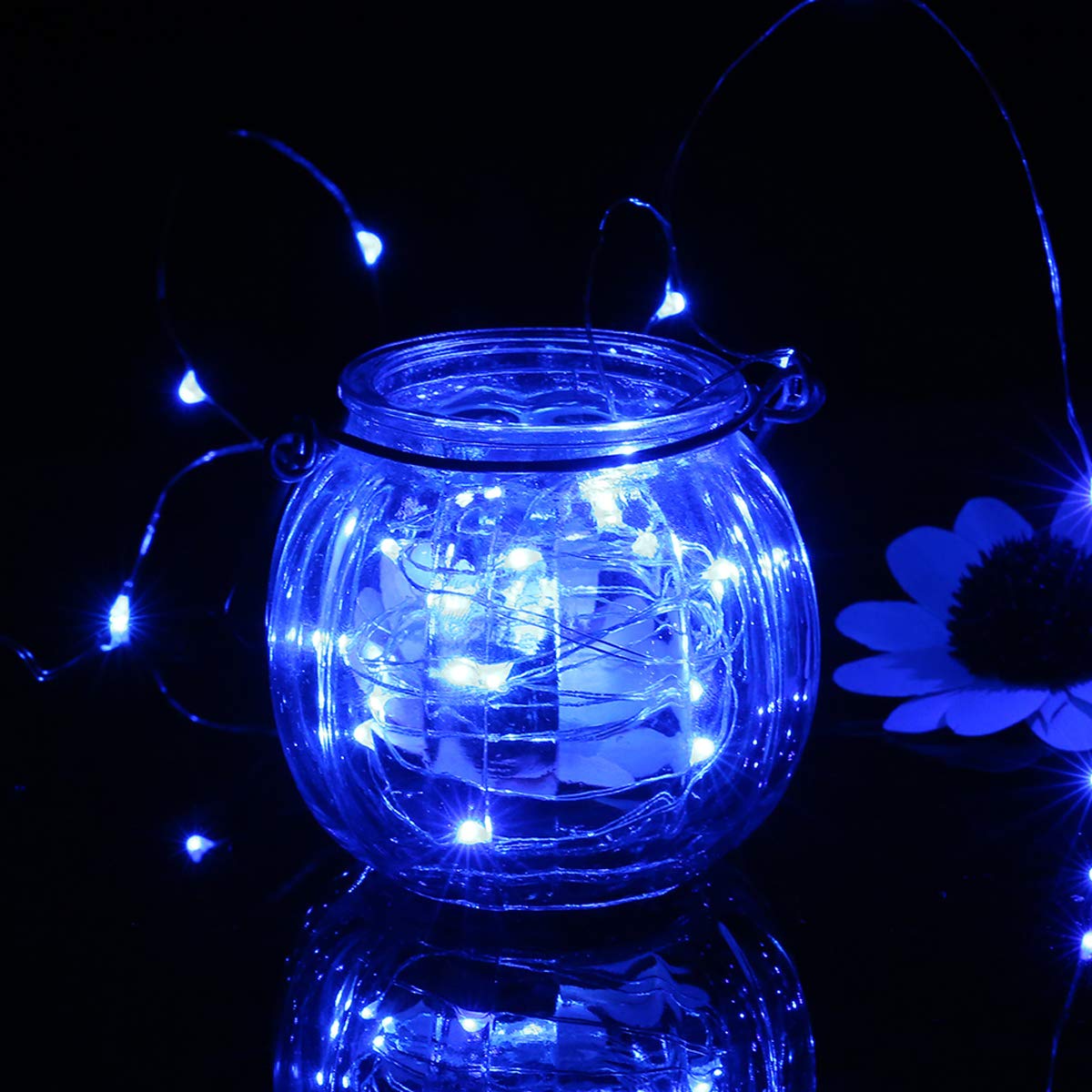 Mikasol Fairy Lights, Battery Operated Copper Wire LED String Lights, 5m/16ft, Blue, Ideal for Bedroom and Party Decoration