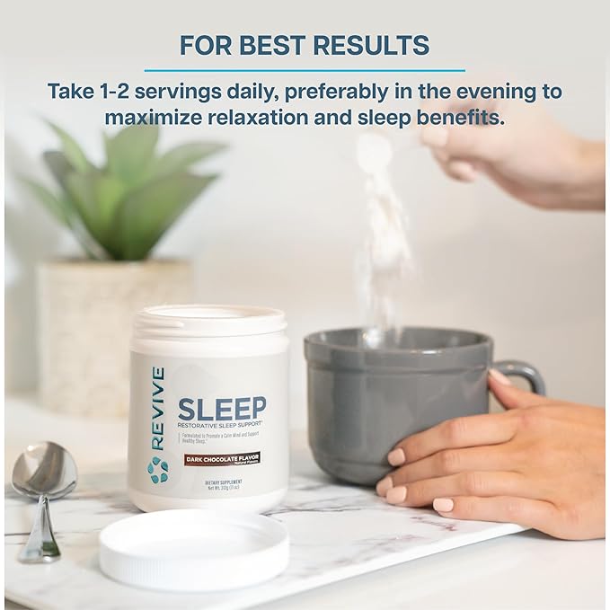Revive MD Sleep Support Supplement for Adults, Honey Lemon - Sleep Supplements with Magnesium (Glycinate), Inositol, Glycine & L-Theanine - Promotes Relaxation & Sleep Health