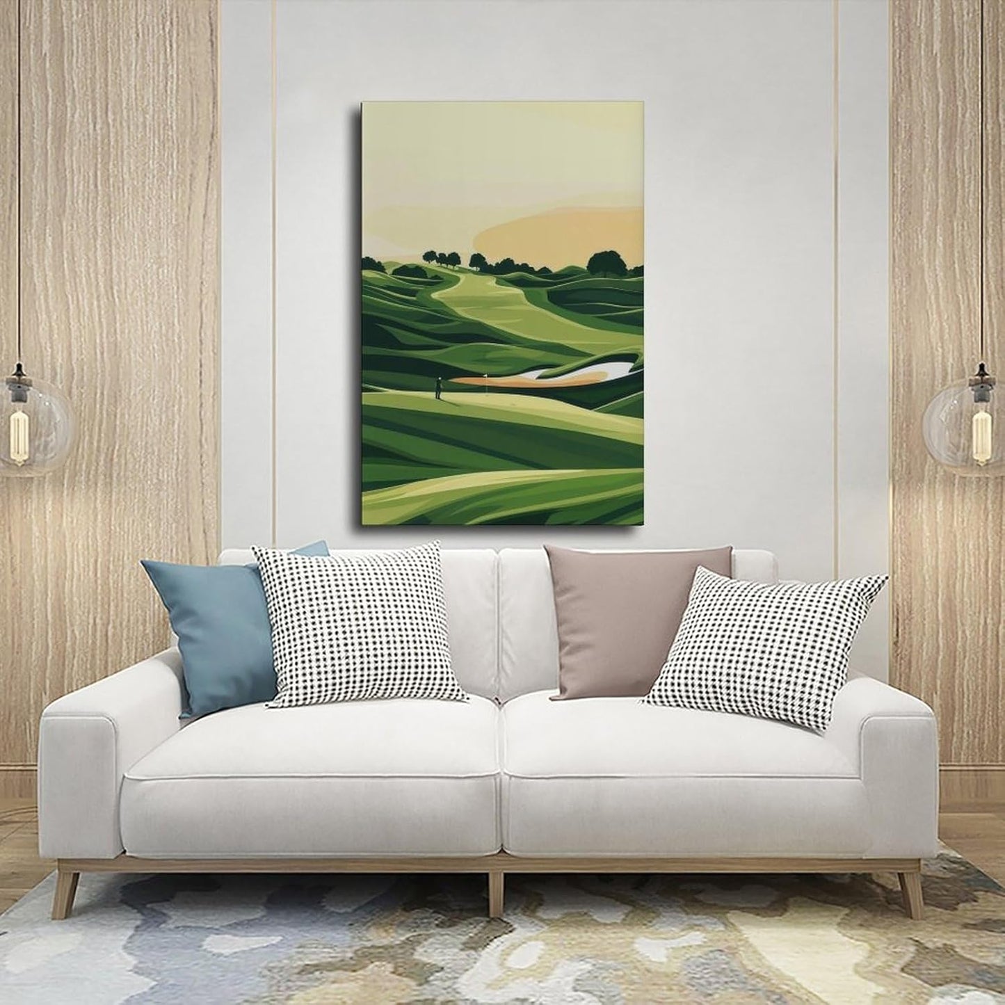 9W Golf Course Poster Green Scenery Decoration Wall Art for Office Living Room Frame-style 12x18inch(30x45cm)