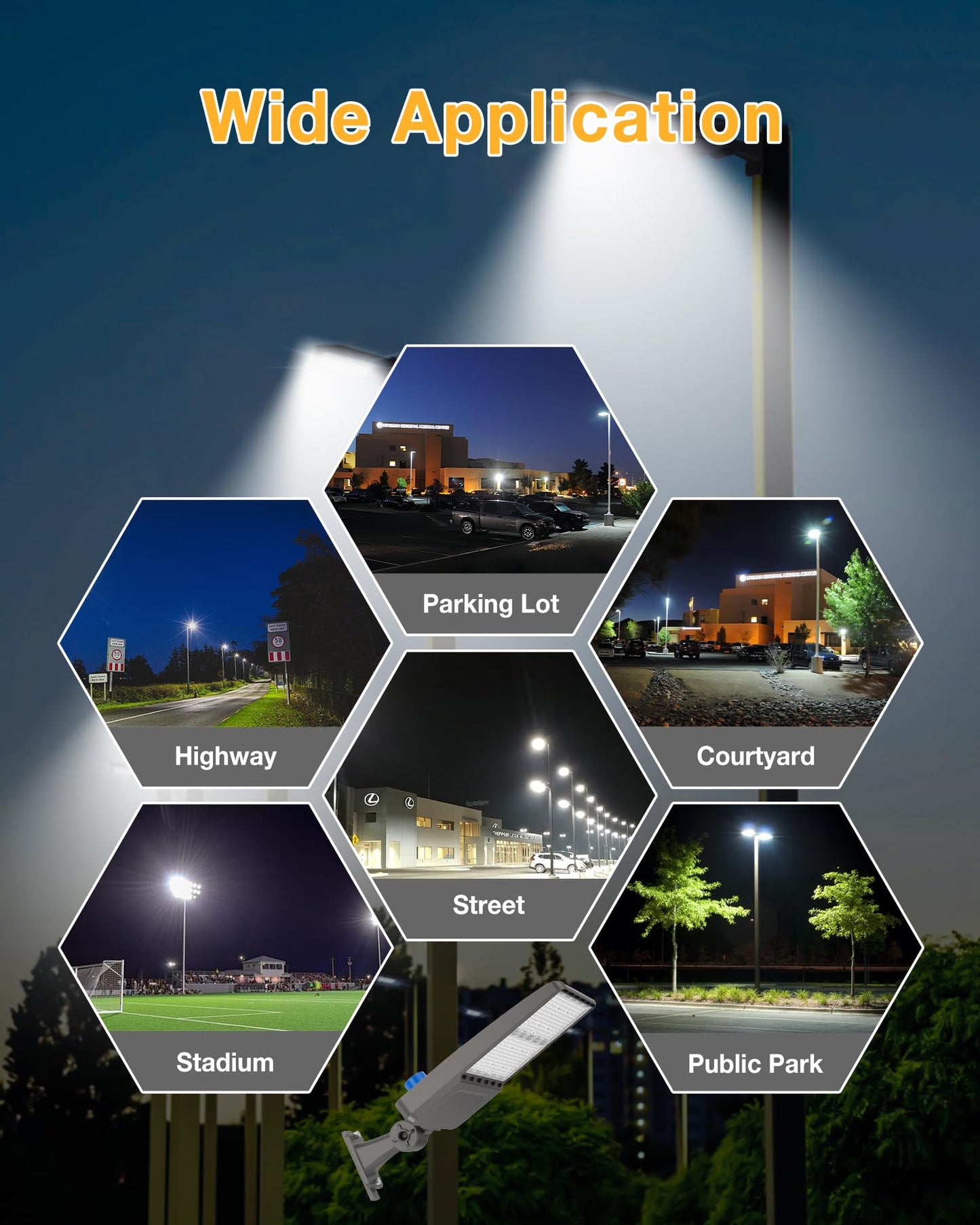 Jc-Lgl 400W Led Parking Lot Lights 2 Pack  56000Lm 5000K Daylight  Ip65 Waterproof  0-10V Dimmable  Ul & Etl Certified  Commercial Outdoor Lighting For Parking Lots  Stadiums  And Streets