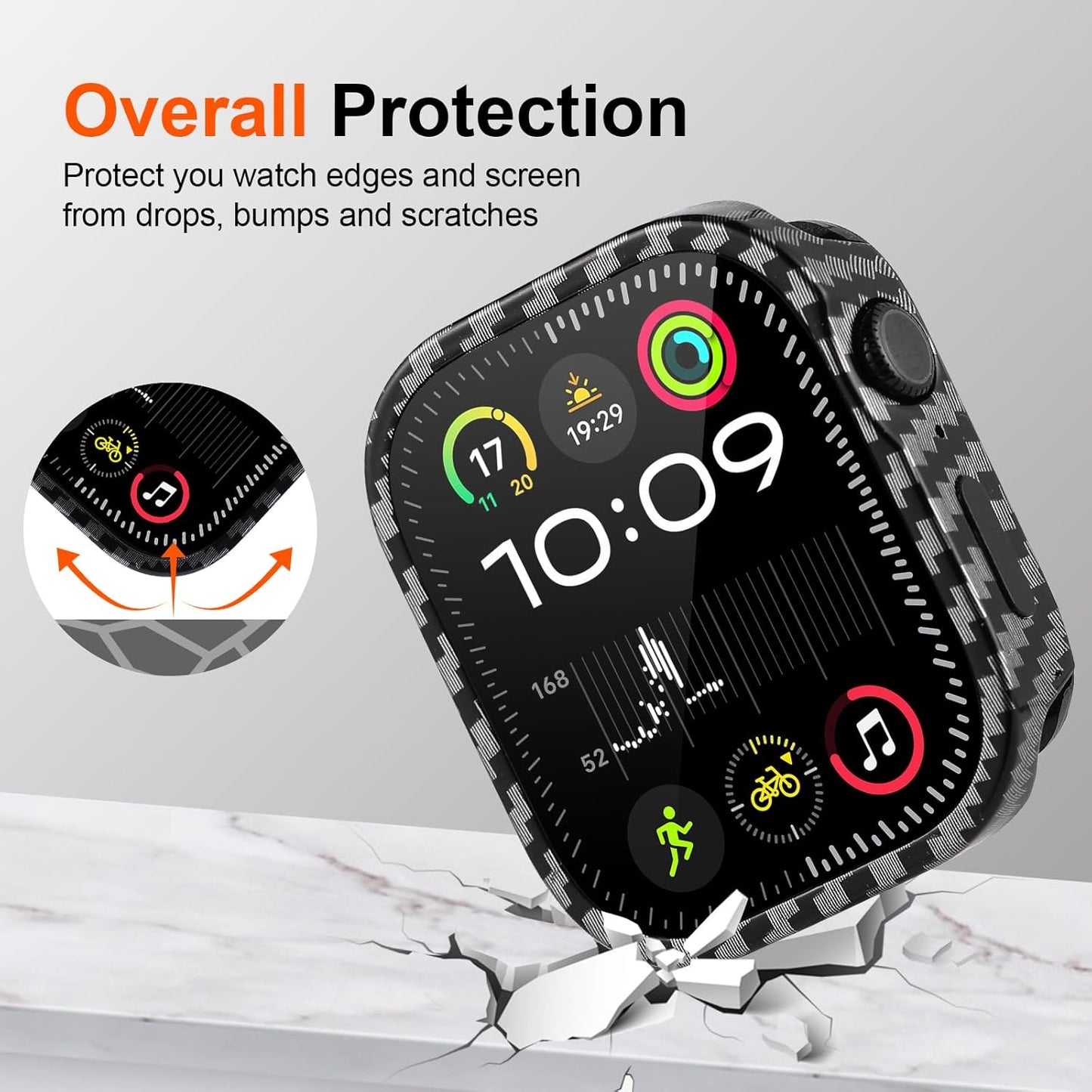 3 in 1 Metal Cases Compatible with Apple Watch Series 9/8/7 45mm Case Built-in Screen Protector, Rugged Protective Bumper with Back Cover for iWatch 45mm, Ultra Thin Lightweight