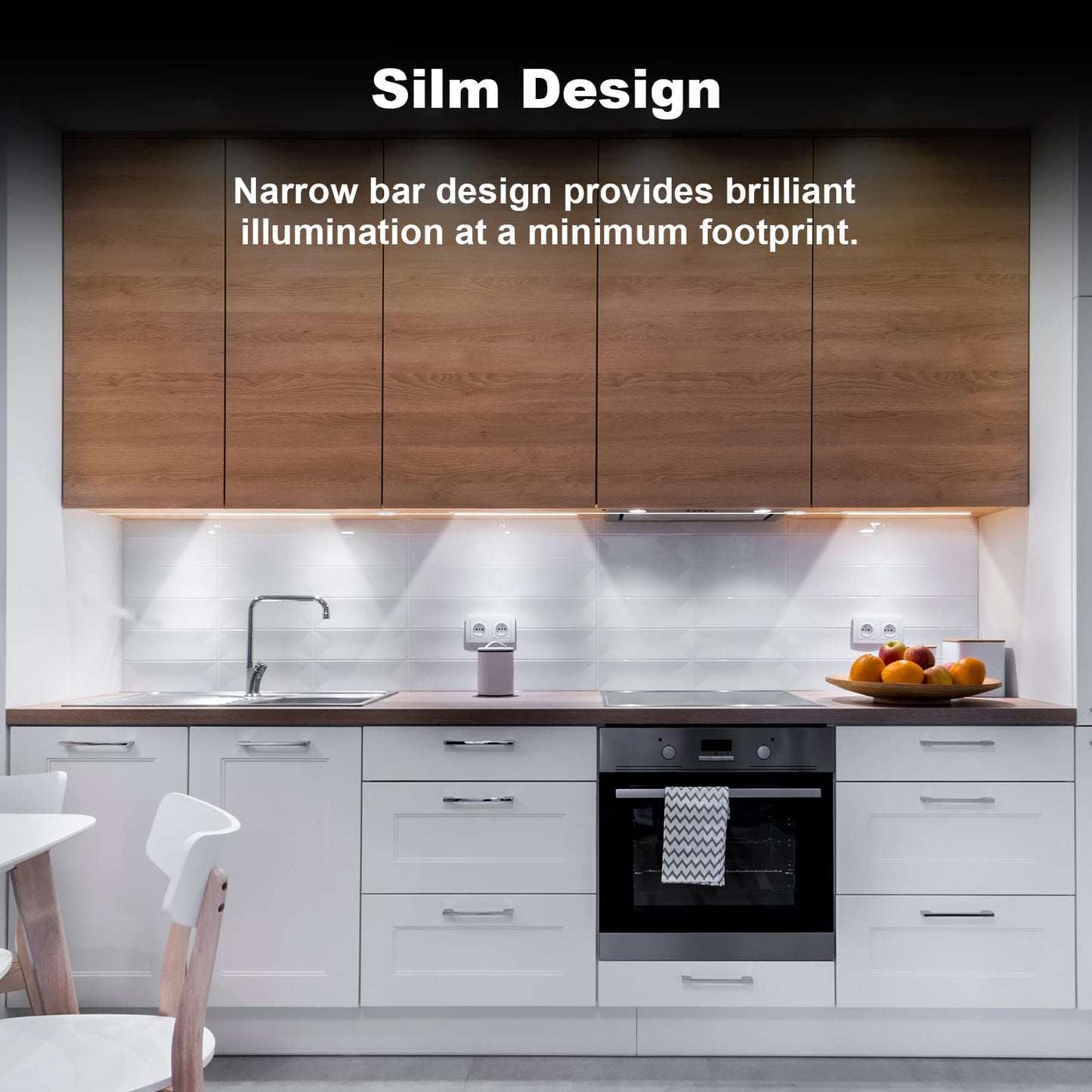 JUSJUBR 6 Pcs LED Under Cabinet Lighting Dimmable 12 Inch Black Shell Cold White 6000K