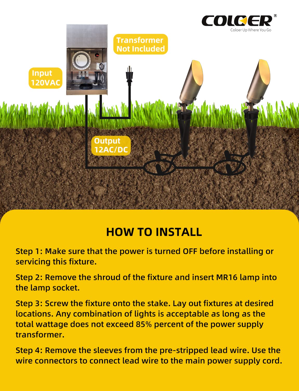 Coloer Brass Landscape Spotlights  6 Pack Spotlight Fixture Outdoor With 5W Aluminum Housing Mr16 Led Bulb 2700K 450Lm 12V Ac/Dc Low Voltage Landscape Lighting Uplight For Garden And Patio(103B)