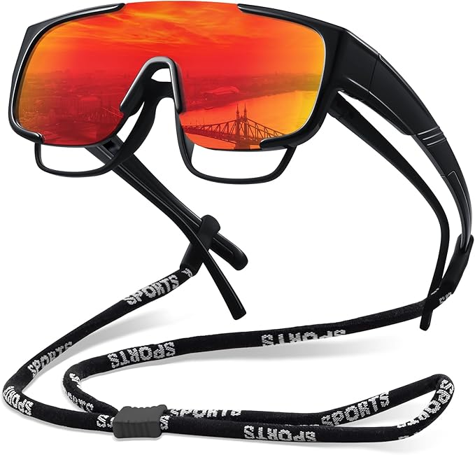 Fit Over Glasses Sunglasses for Men Polarized Sun Glasses Sports Wrap for Driving Cycling Running UV400 Protection