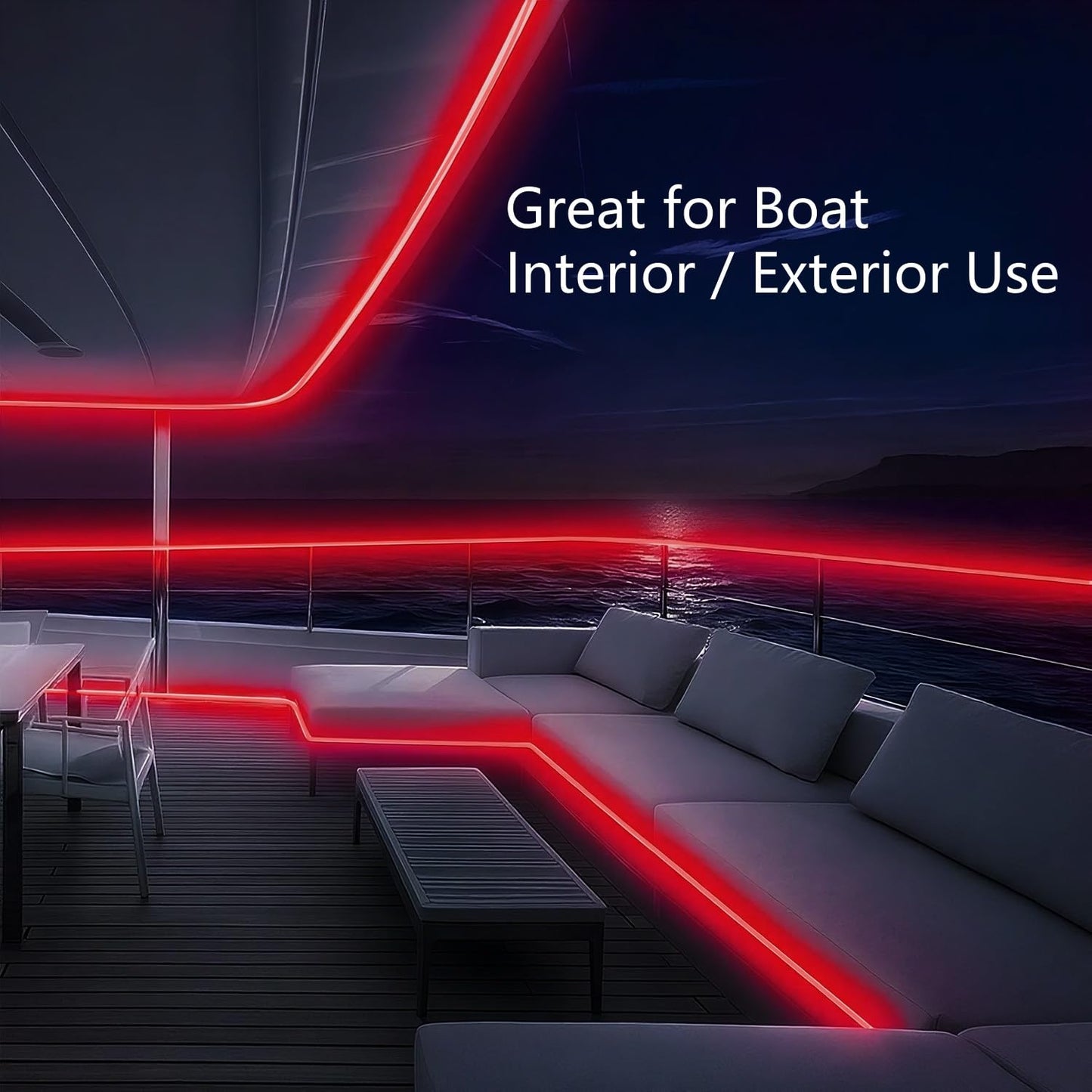 Vbakor Pontoon Boat Led Strip Lights  12V 32.8Ft Red Waterproof Marine Led Light Boat Interior Light  Boats Deck Hull  nel Lights  Night Fishing Lighting For Bass  Jon  No Battery