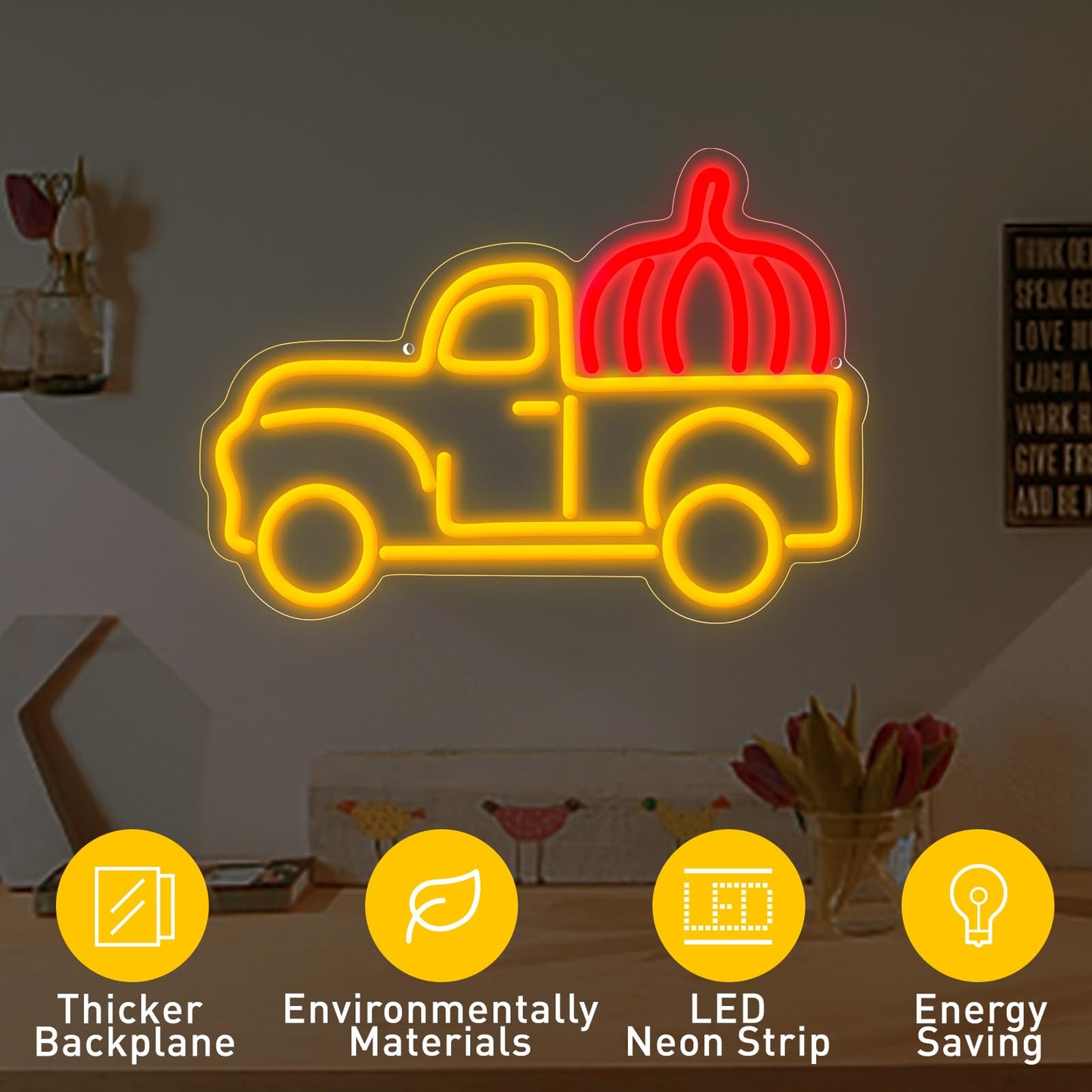 Thanksgiving Truck Neon Signs  Dimmable Truck Pumpink Autumn Neon Lights Signs For Wall Decor  Usb Powered For Thanksgiving Party Kids Gift Home Bar Harvest Man Cave Store Decor  13.78 ? 9.84