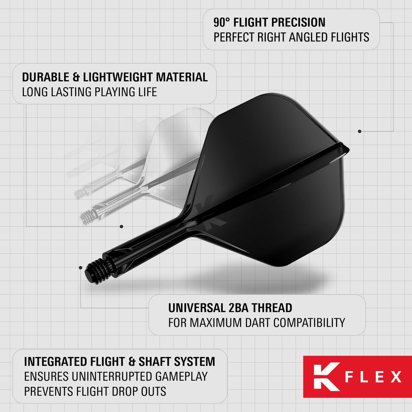 Target Darts K Flex Integrated Dart Flights And Shafts  No.2 Black (Short) | Pack Of 3 K-Flex - No2  Kflex All In One Moulded Dart Flight & Stem | Professional Dart Accessories