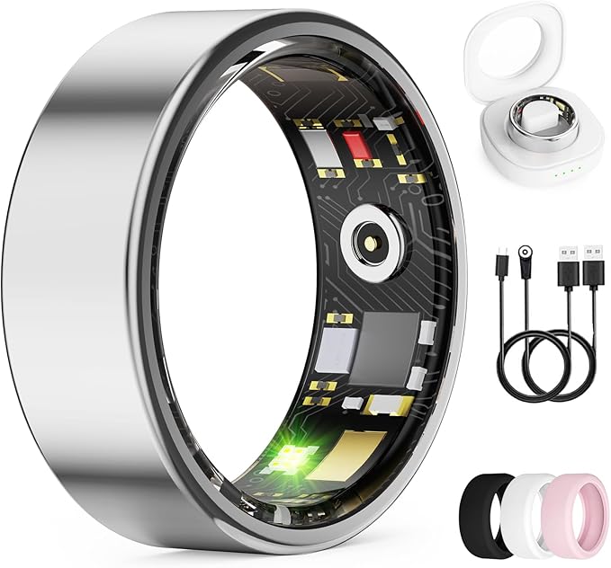 UniJethro Smart Ring for Women & Men, Health Tracker Ring with Heart Rate, Blood Oxygen,Blood Pressure, IP68 Waterproof Fi...